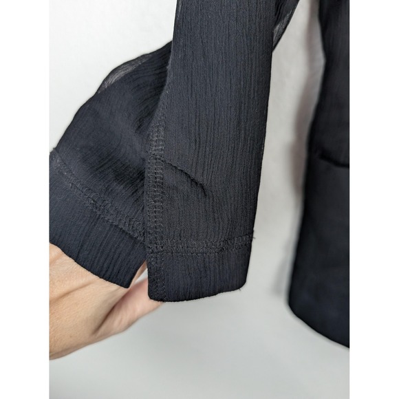 Eileen‎ Fisher Jacket Womens Medium Black Silk Cotton 2 Button Blazer Textured - Picture 4 of 8